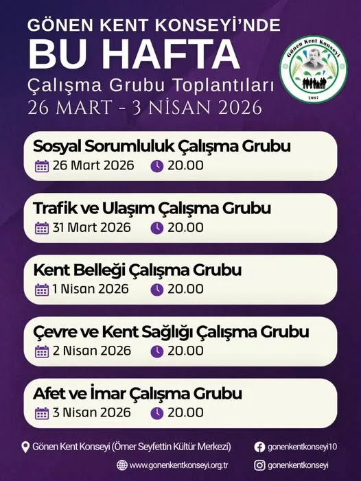 ÇALIŞMA GRUBU AYLIK TOPLANTI TAKVİMİ