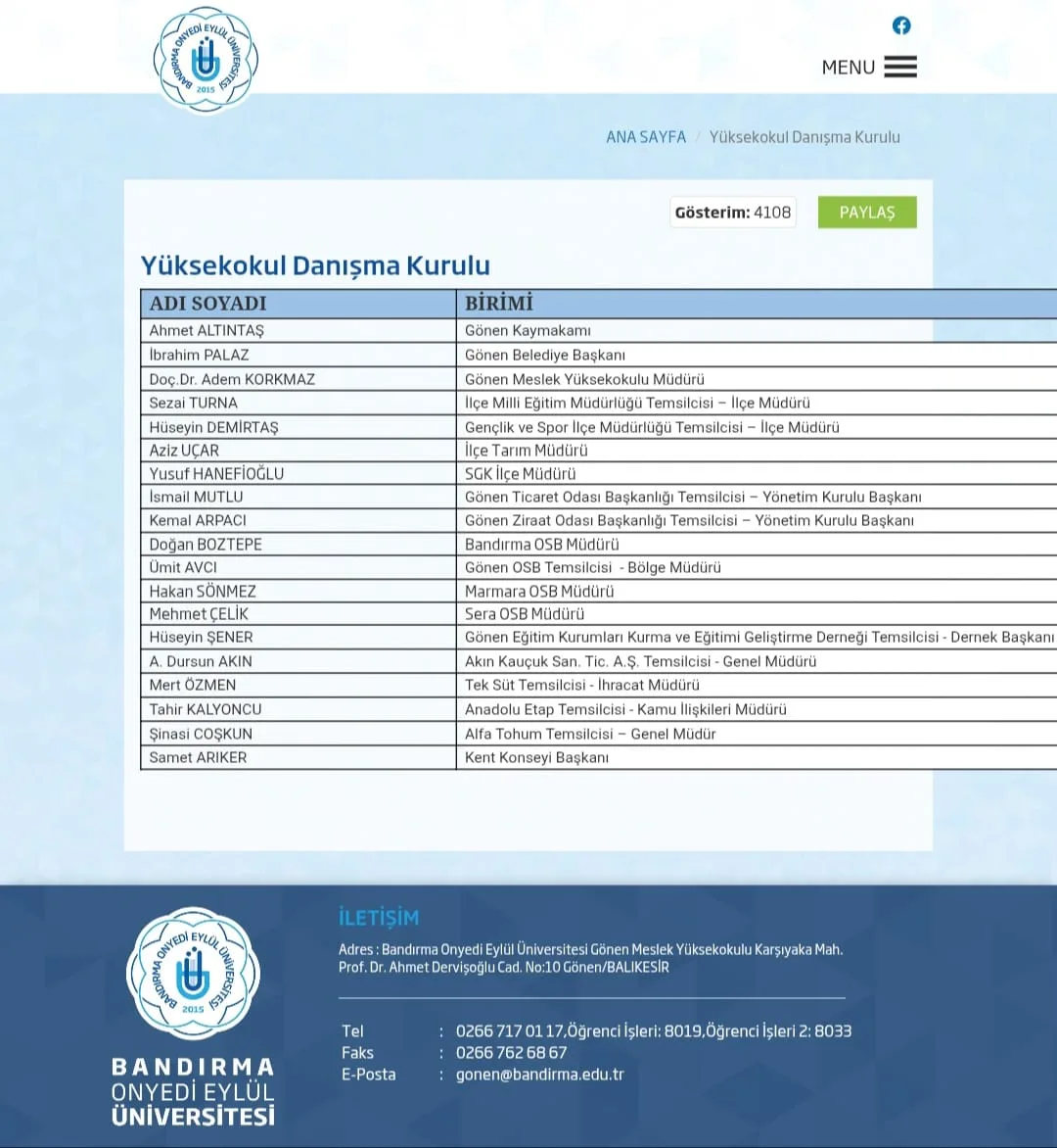 Gönen Kent Konseyi, Gönen MYO Danışma Kurulu'nda!